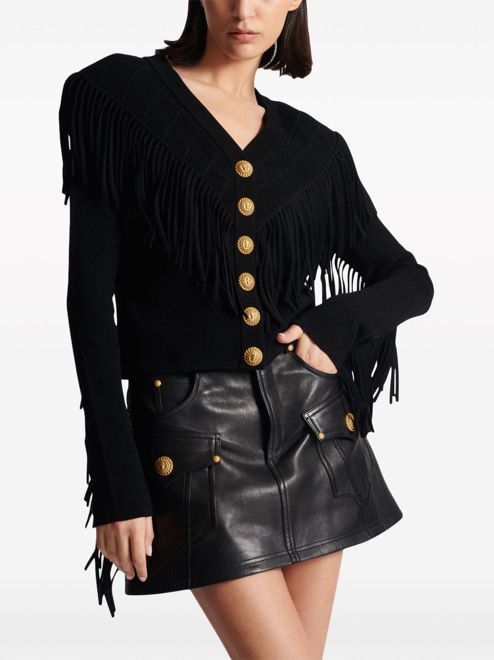 Affordable Balmain 5-Button fringed cardigan Women