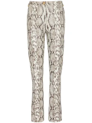 Balmain Pantalones Rectos Con Efecto De Piel De Serpiente Marron FARFETCH MX