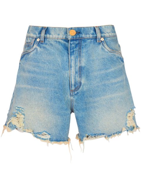 Balmain mid-rise frayed denim shorts