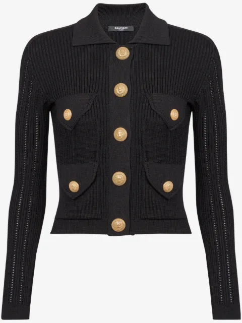 Balmain ribstrikket cardigan med knapper