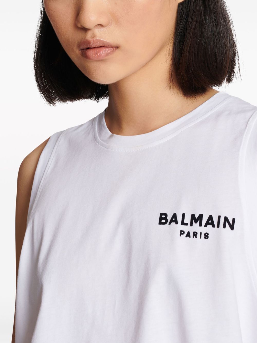 Affordable Balmain logo-flocked cotton top Women