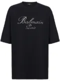 Balmain Signature-embroidered cotton T-shirt - Black