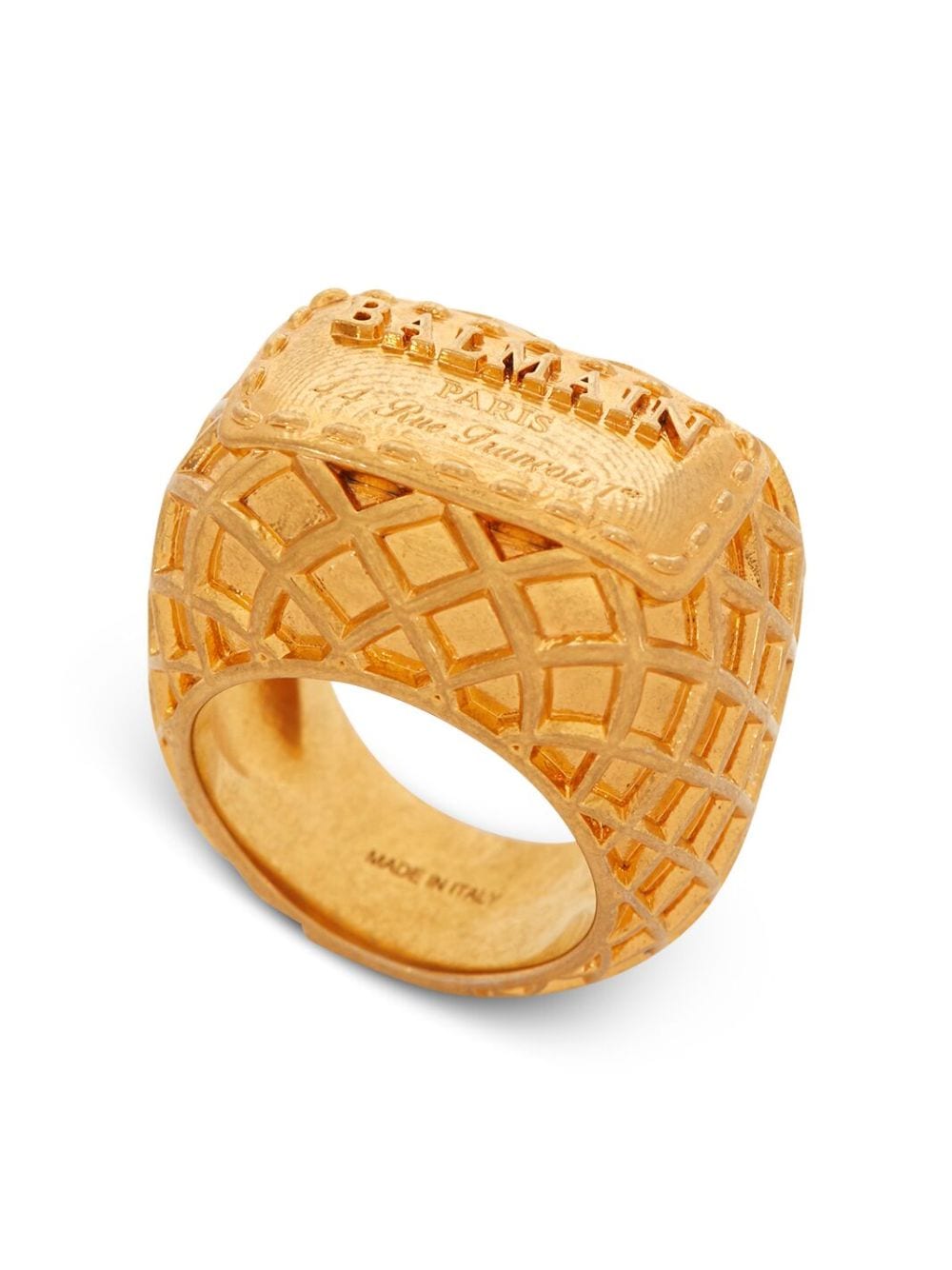 Shop Balmain Signature Embossed-finish Ring In Gold