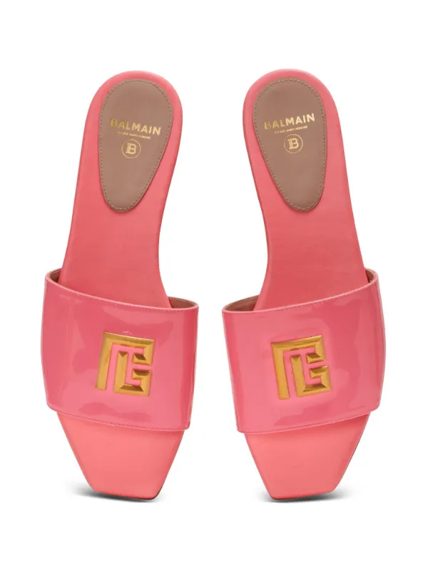 サンダル・ミュール BALMAIN 'Dafne' sandals Balmain Dafne logo-plaque Leather Slides | Black | FARFETCH