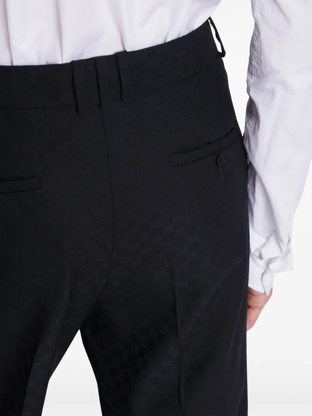 monogram-jacquard wool trousers