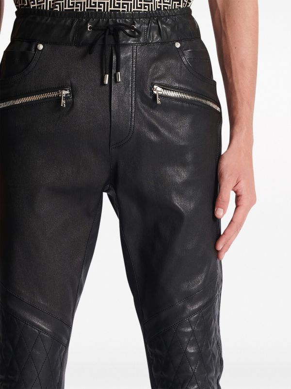 Balmain Padded Leather Trousers - Farfetch