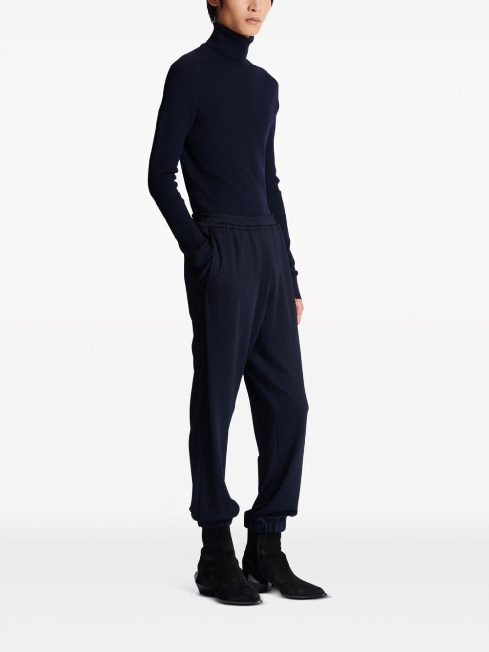 Shop Balmain Monogram-pattern Elasticated-waistband Track Pants In Blue