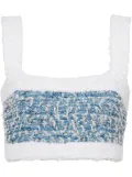 Balmain denim tweed crop top - White