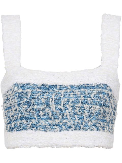 Balmain denim tweed crop top Women