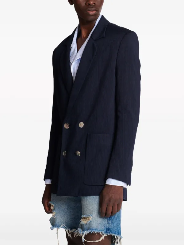 Balmain monogram-pattern double-breasted Blazer Blue FARFETCH GE