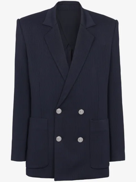 Balmain monogram-pattern double-breasted blazer