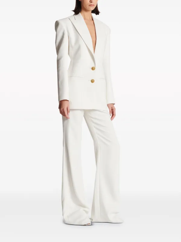 【送料&関税込】Balmain Wool Crepe Open Jacket Balmain 2-Button single-breasted Crepe Blazer | White | FARFETCH