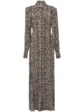 Balmain snake-print maxi shirt dress - Brown