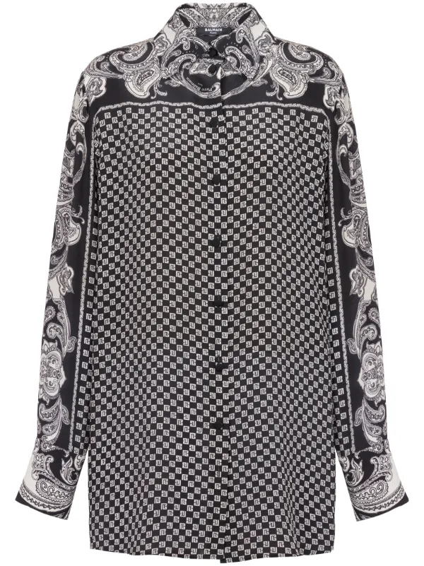 Balmain ペイズリー シルクシャツ | ブラック | FARFETCH JP