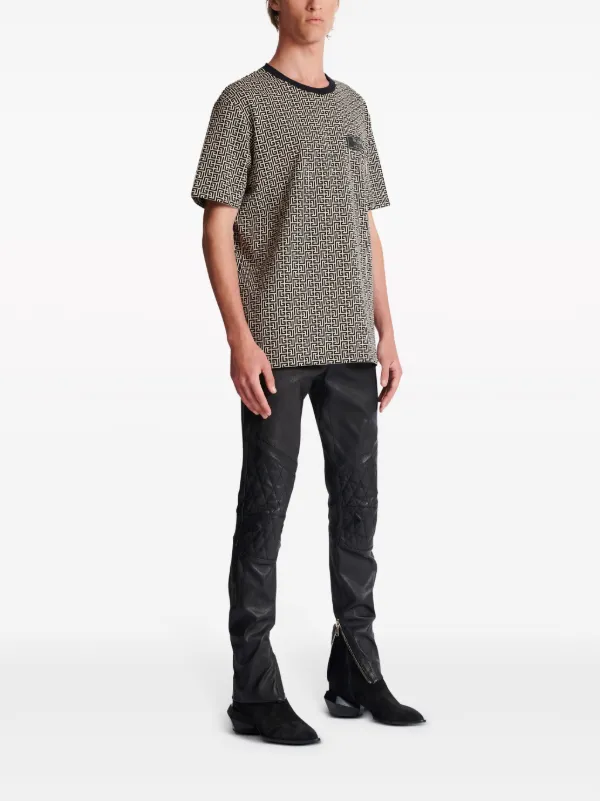 Balmain monogram-jacquard T-shirt | Black | FARFETCH