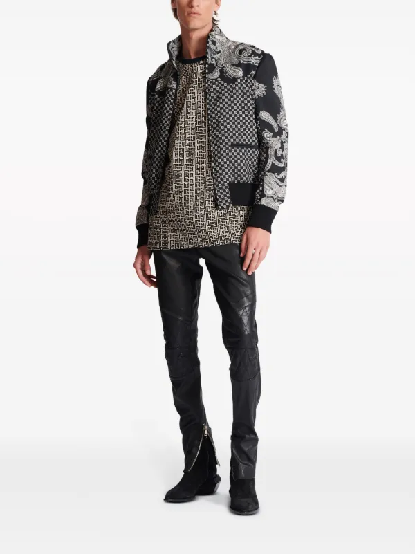 Balmain monogram-jacquard T-shirt | Black | FARFETCH JO