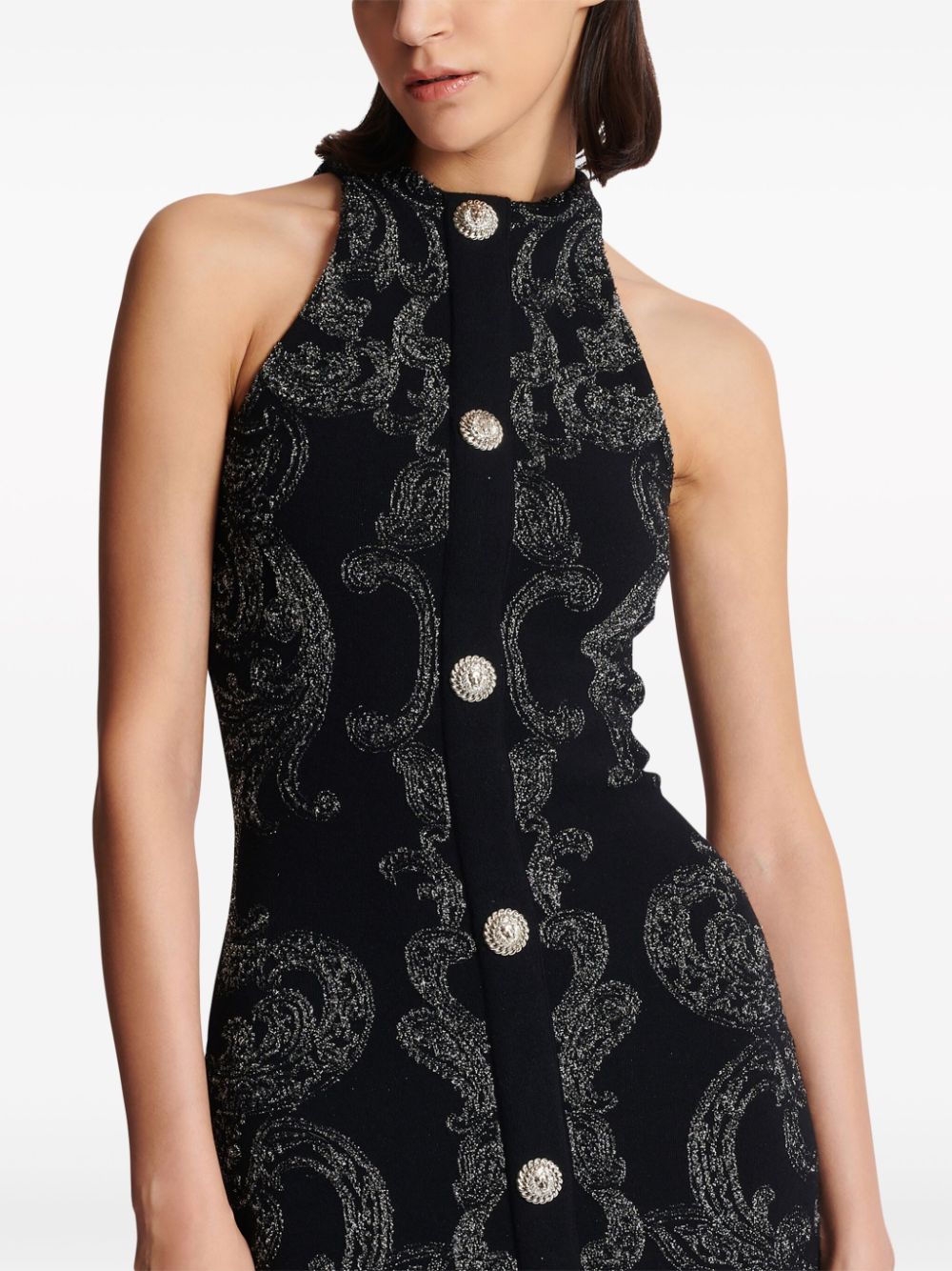 Balmain paisley-pattern halterneck minidress Women