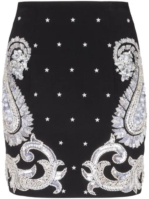 Balmain falda corta con bordado de cachemira
