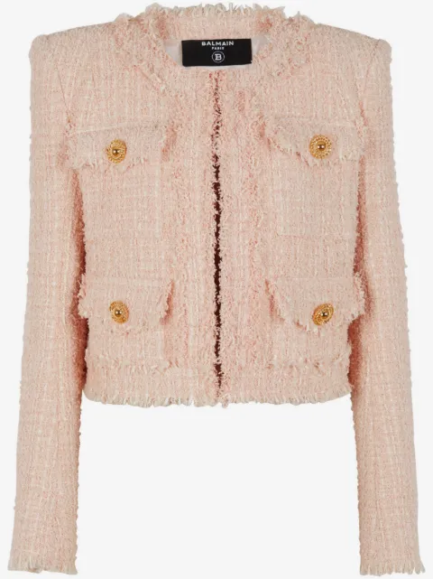 Balmain collarless tweed jacket