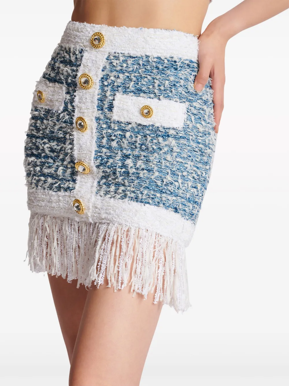 Balmain fringed tweed miniskirt | Image 6