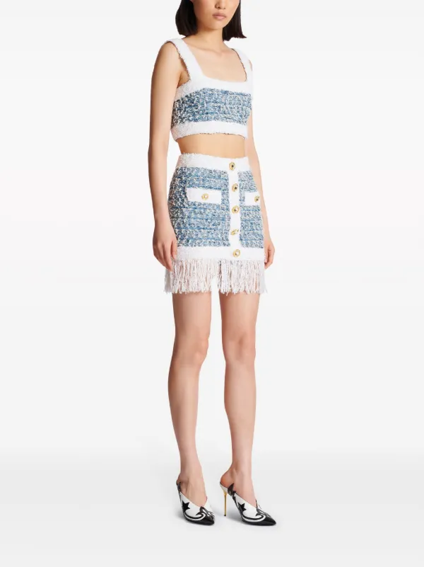 スカート BALMAIN Fringed tweed skirt Glittered fringed tweed skirt - Women | BALMAIN