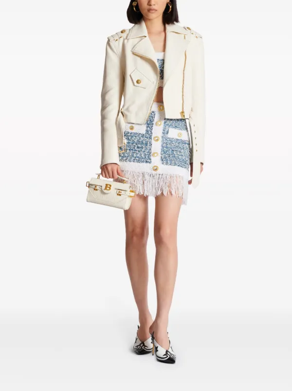 スカート BALMAIN Fringed tweed skirt Balmain 2-Pockets Metallic Fringe Tweed Mini Skirt | Neiman