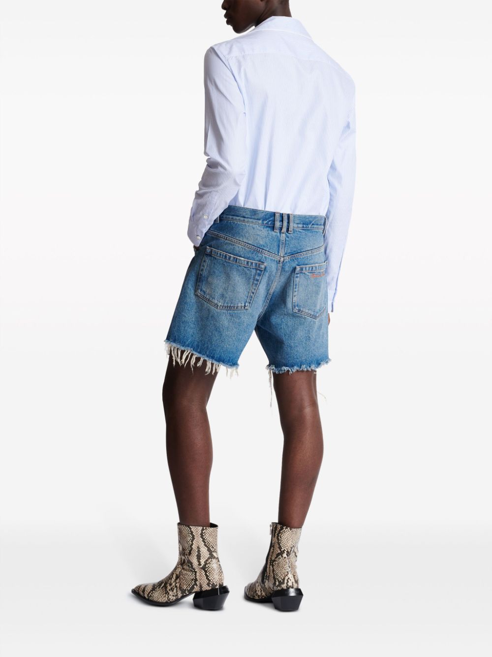 Balmain Shorts met geborduurd logo Blauw