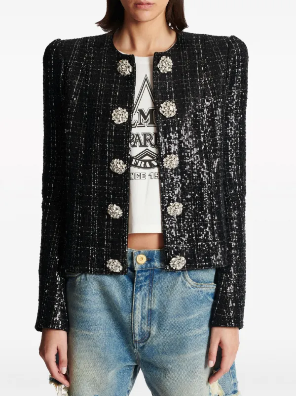 シェリエGlitter tweed jacket Black美品 81151e9302dc2b31a5ecd4cdcf3567