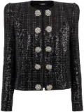 Balmain sequin-embellished tweed jacket - Black