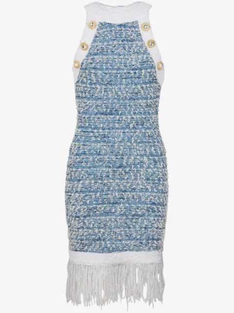 Balmain 프린지 트위드 미니 드레스