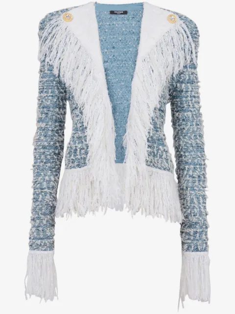 Balmain 流苏牛仔粗花呢夹克