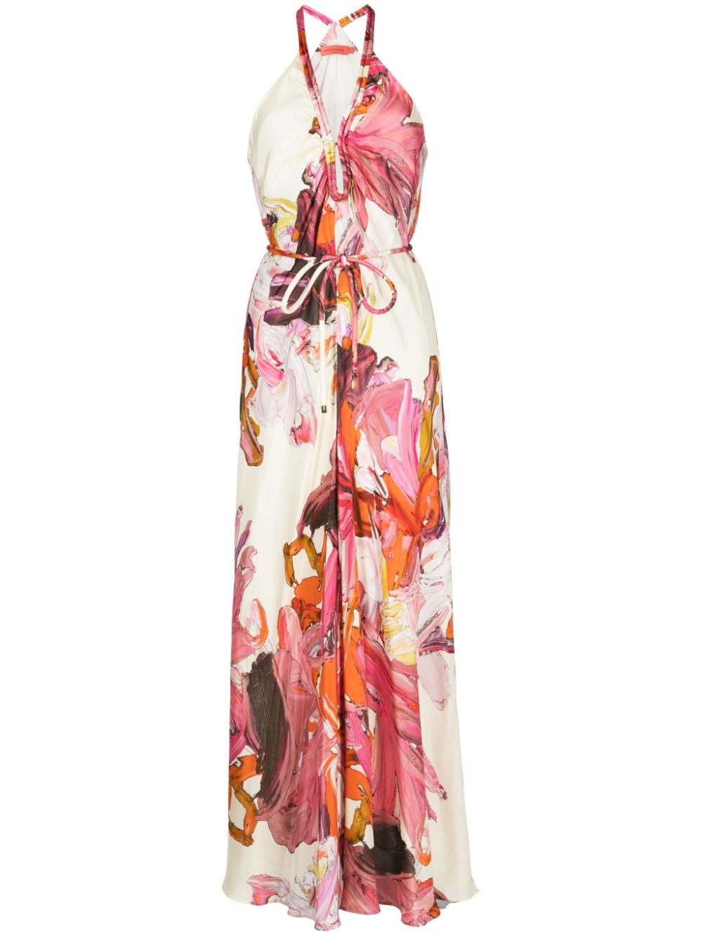 Distorted floral-print maxi dress