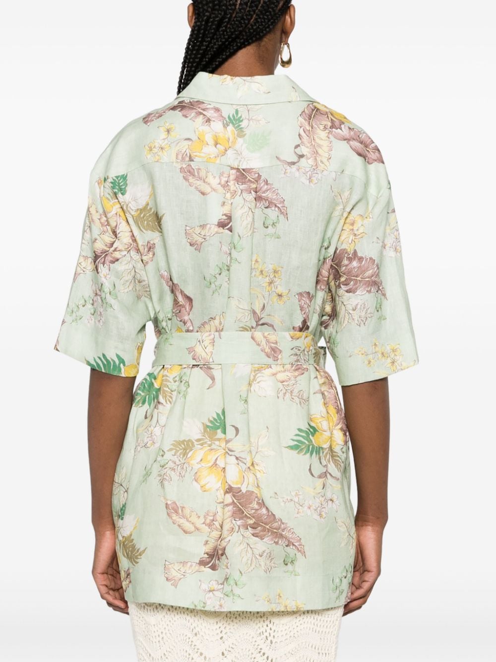 Shop Zimmermann Matchmaker Floral-print Linen Shirt In Grün