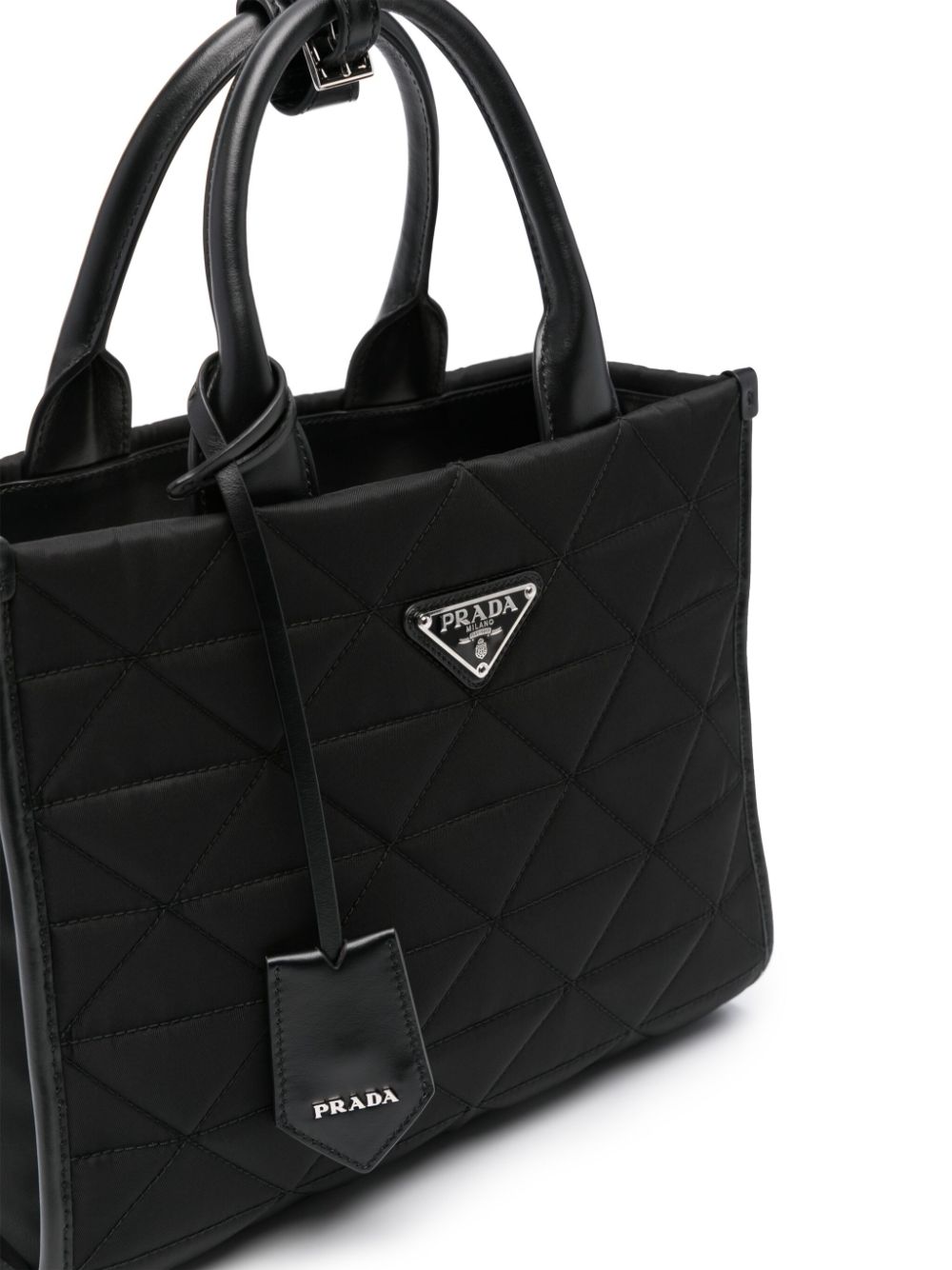 Shop Prada Symbole Quilted Tote Bag In Black