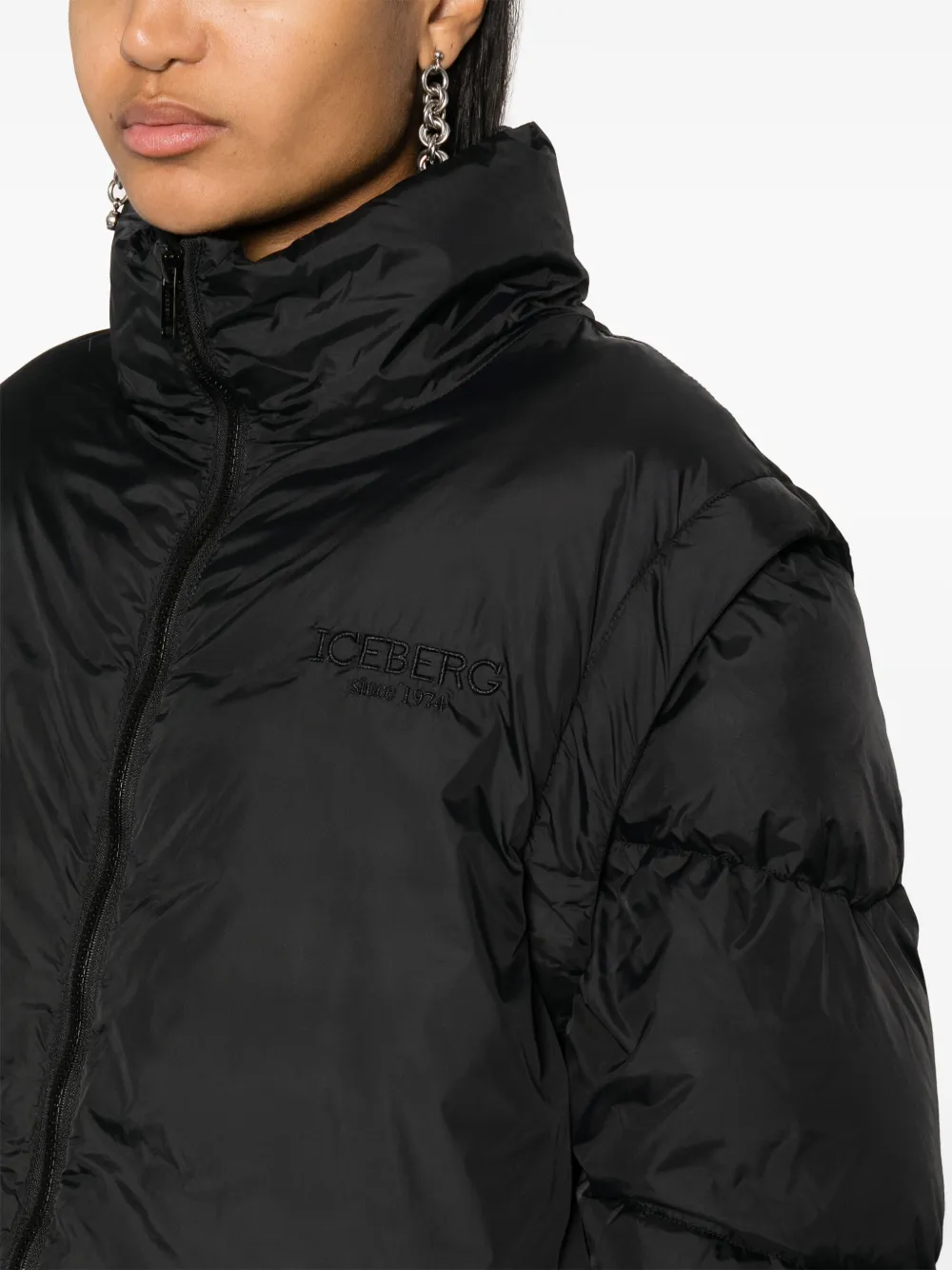 Iceberg X Jerry Embellished Puffer Jacket In Black