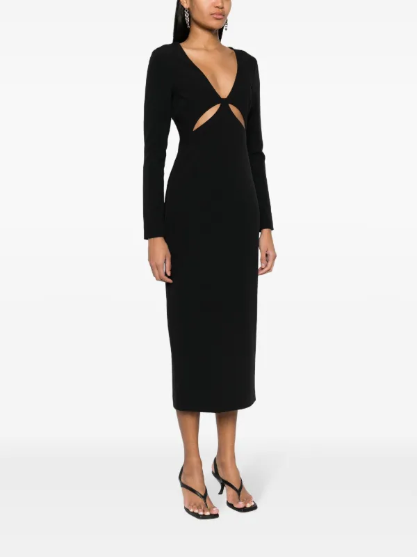 【関税込み】versace Cut out midi dress Baroque Buckle Cutout Midi Dress Black,Print | VERSACE US