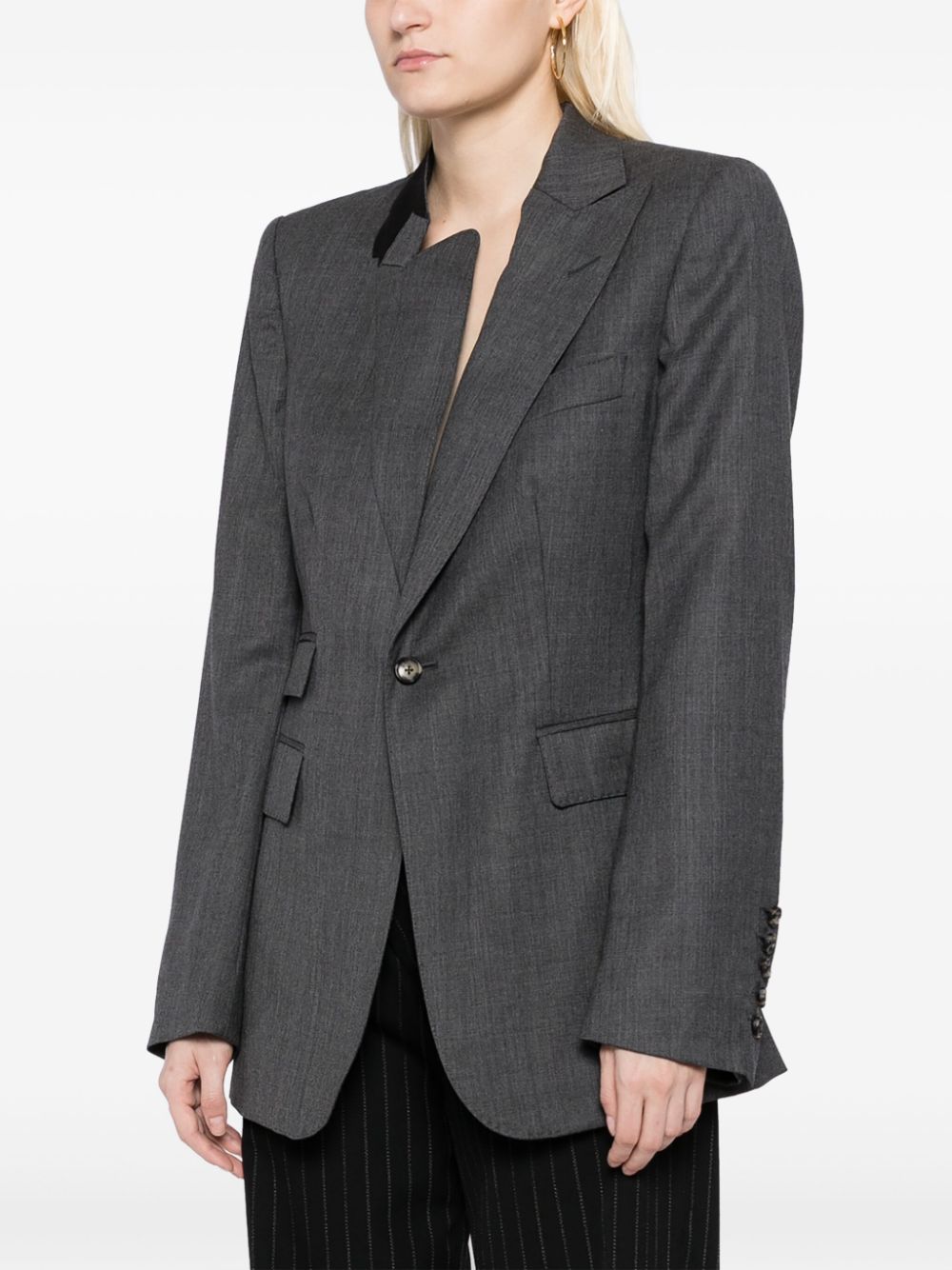 Shop Marina Yee Asymmetric Single-breasted Blazer In Grey