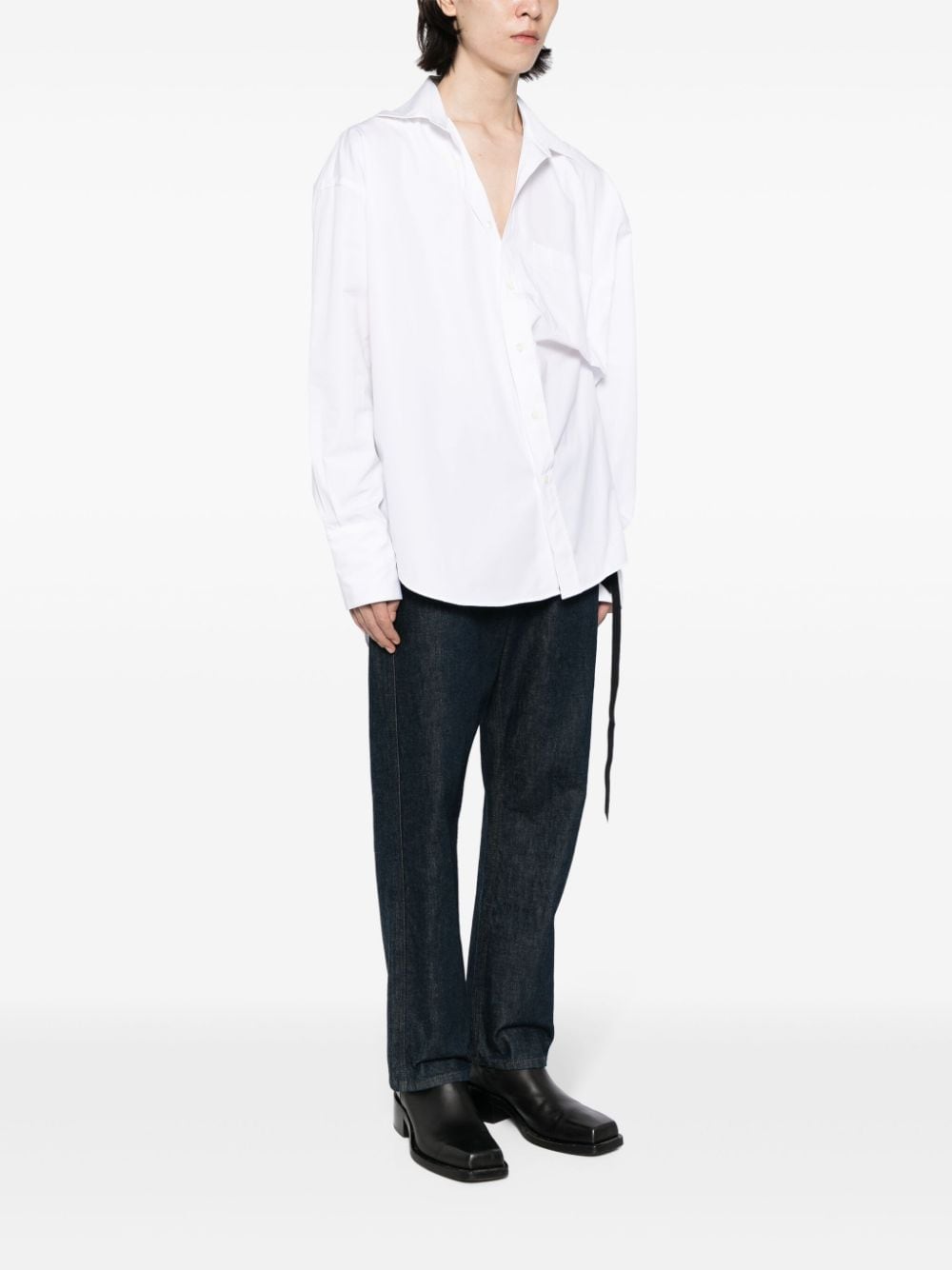 Shop Marina Yee Asymmetric Cotton-poplin Shirt In White