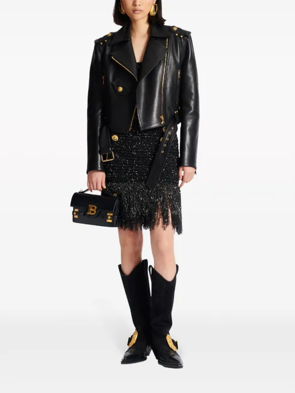 【送料&関税込】Balmain Fringed Tweed Skirt Fringed tweed miniskirt in white - Balmain | Mytheresa