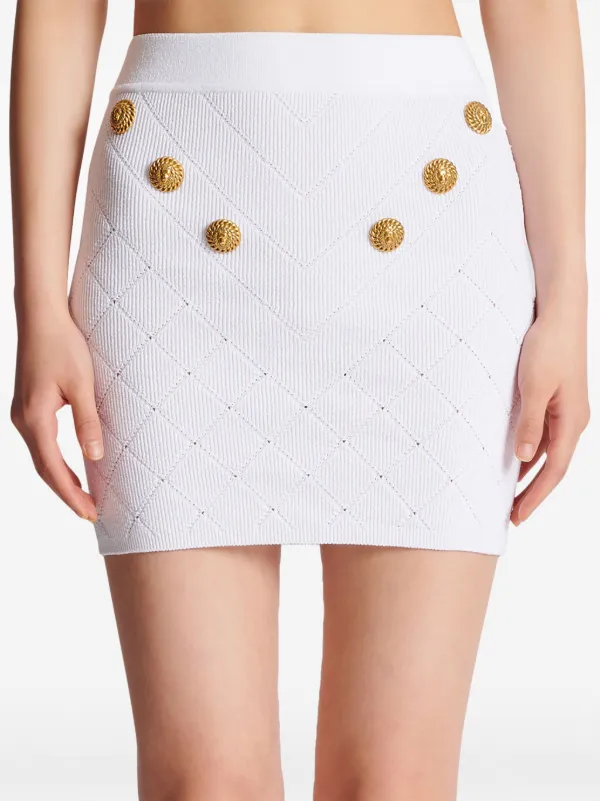 【関税＆送料込み】Balmain Vichy Buttoned Mini Skirt balmain-knitted-buttoned-mini-