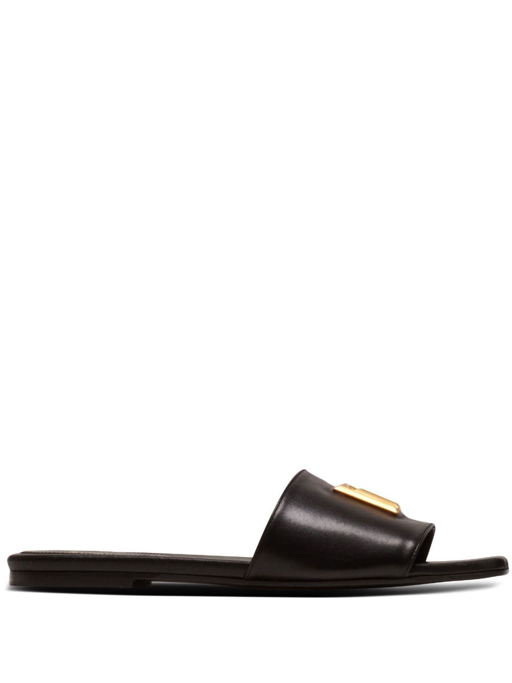 Balmain Dafne logo-plaque leather slides - Black