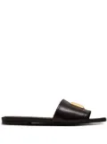 Balmain Dafne logo-plaque leather slides - Black