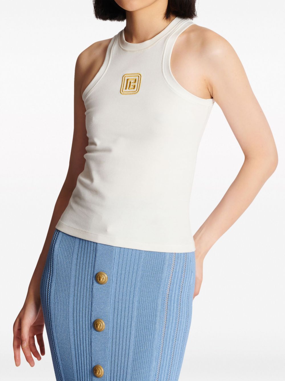 Balmain logo-embroidered tank top Women