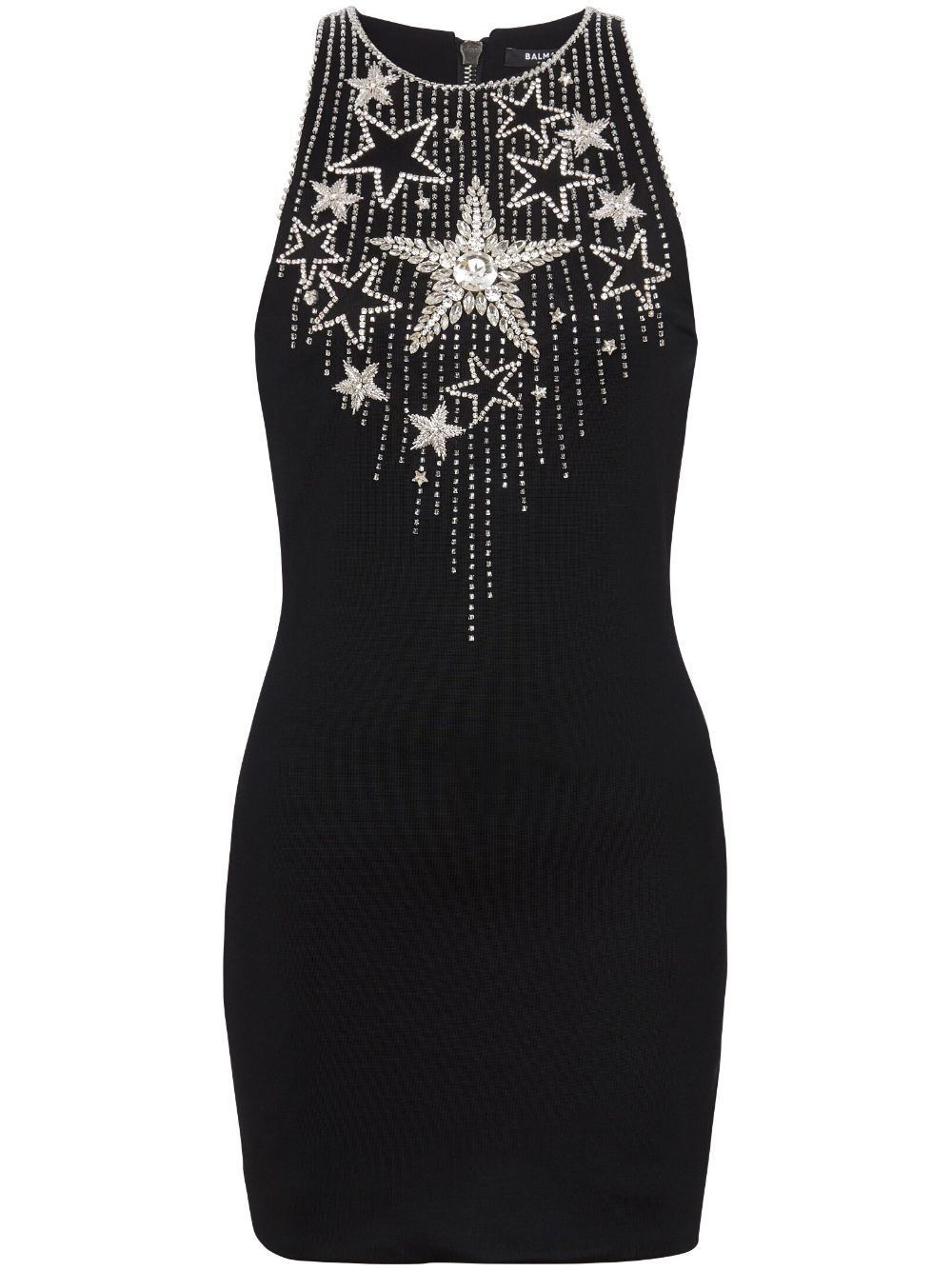 Shop Balmain Falling Stars Embroidered Minidress In Black