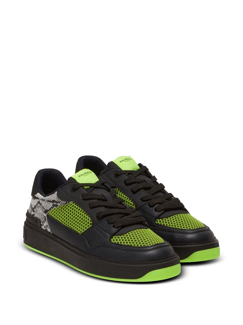 Shop Balmain B-court Flip Snakeskin-effect Sneakers In Black