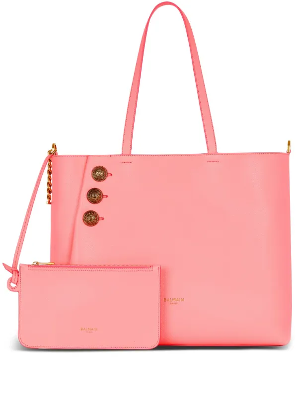 【送料&関税込】Balmain emblema Tote Bag BALMAIN Embleme Leather Tote Bag With Zip Pouch Balmain