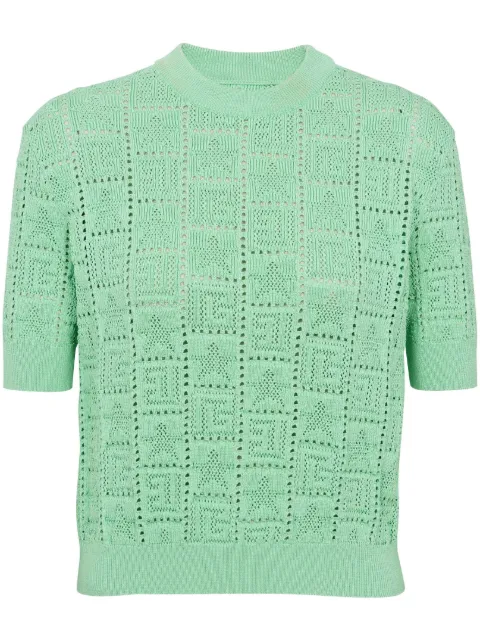 Balmain monogram open-knit crop top