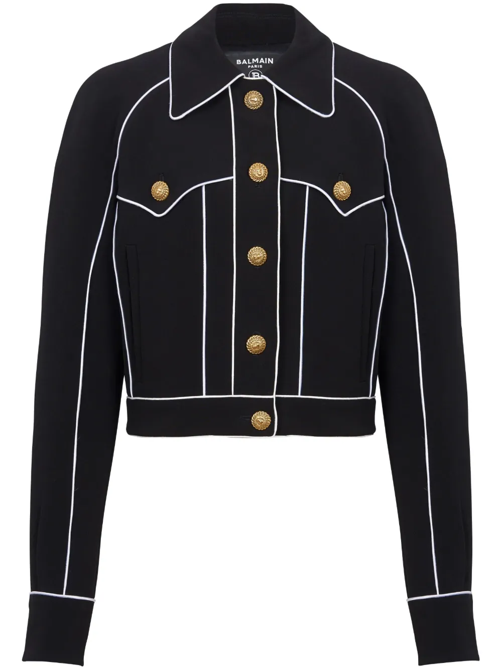 Shop Balmain Western Crepe Jacket In Black