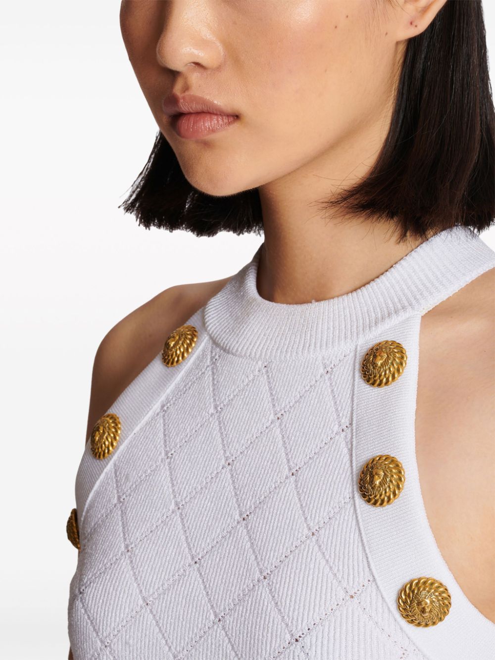 Affordable Balmain 6-Button knitted crop top Women