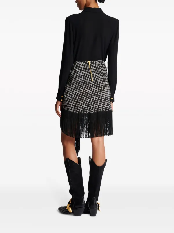 ミニスカート Balmain Fringed Paisley-Print Silk Miniskirt Balmain Fringed paisley-print Silk Miniskirt | Black | FARFETCH
